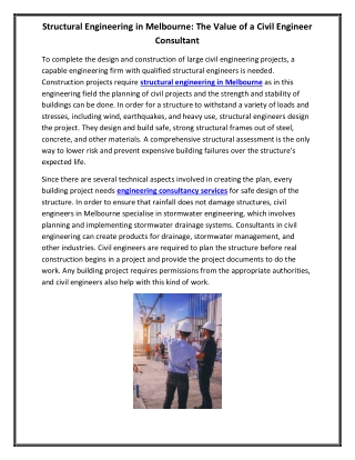 Structural Engineering in Melbourne The Value of a Civil Engineer Consultant