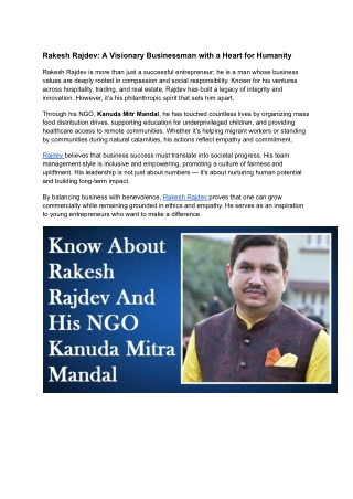 Rakesh Rajdev_ A Visionary Businessman with a Heart for Humanity