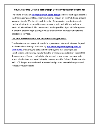 How Electronic Circuit Board Design Drives Product Development
