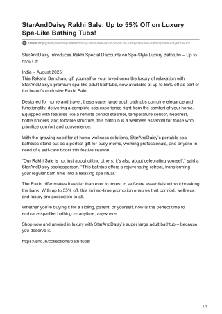 StarAndDaisy Rakhi Sale_ Up to 55% Off on Luxury Spa-Like Bathing Tubs!