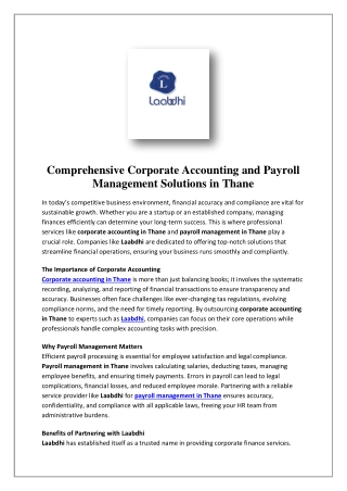 Best Accounting Outsourcing in Thane - Laabdhi