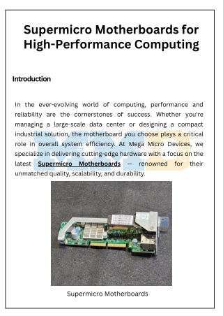 Supermicro Motherboards for High-Performance Computing