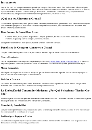 Desde la Despensa a Tu Plato: Ventajas de Adquirir Comestibles en Formato Granel