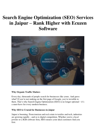 Search Engine Optimization (SEO) Services in Jaipur – Rank Higher with Ecuzen Software