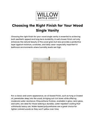 Choosing the Right Finish for Your Wood Single Vanity