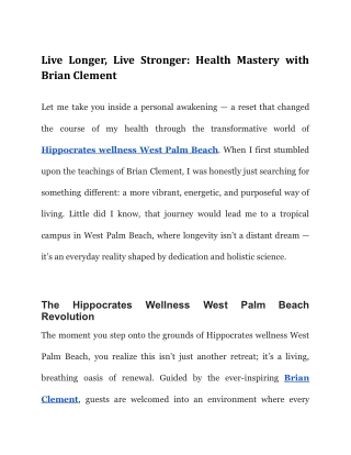 Live Longer, Live Stronger_ Health Mastery with Brian Clement