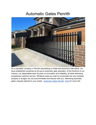Automatic Gates Penrith