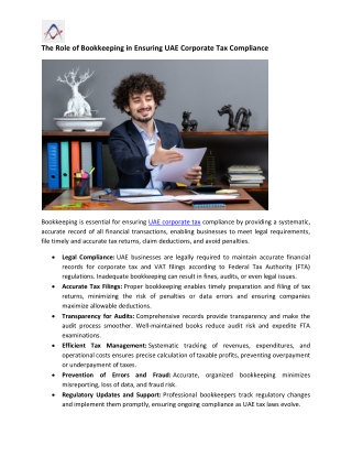 The Role of Bookkeeping in Ensuring UAE Corporate Tax Compliance