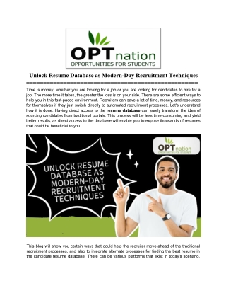 Unlock Resume Database as Modern-Day Recruitment Techniques