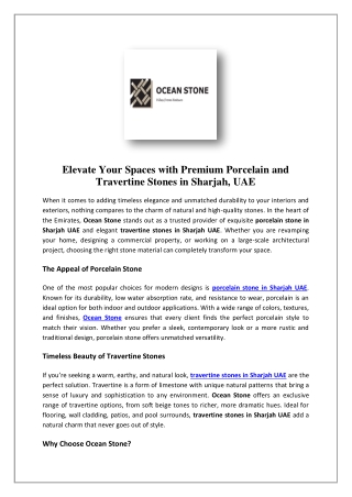 Ocean Stone: Best semi-precious stone manufacturers in Sharjah, UAE.