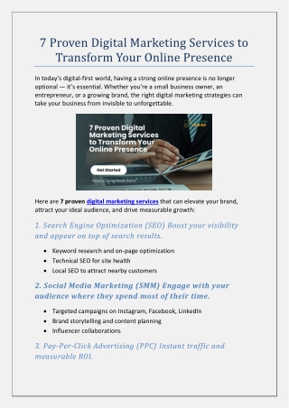 7 Proven Digital Marketing Services to Transform Your Online Presence