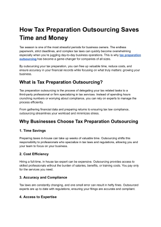 How Tax Preparation Outsourcing Saves Time and Money