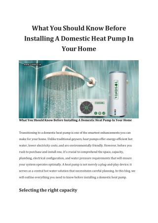 What You Should Know Before Installing A Domestic Heat Pump In Your Home