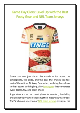 Game Day Glory Level Up with the Best Footy Gear and NRL Team Jerseys