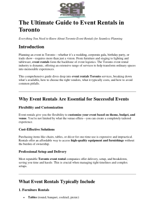 The Ultimate Guide to Event Rentals in Toronto