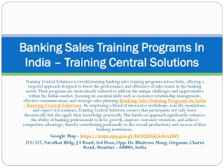 Banking Sales Training Programs In Mumbai – Training Central Solutions