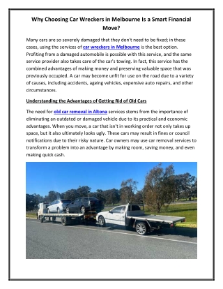 Why Choosing Car Wreckers in Melbourne Is a Smart Financial Move
