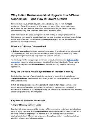 Why Indian Businesses Must Upgrade to a 3-Phase Connection — And How It Powers Growth