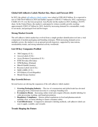 Self Adhesive Labels Market Global Opportunities, Trends, Outlook & Forecast 203
