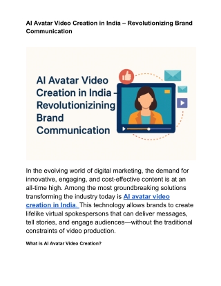 AI Avatar Video Creation in India – Revolutionizing Brand Communication