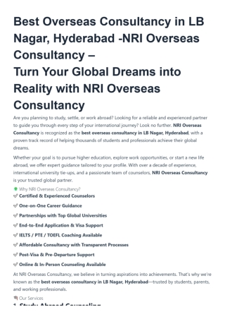 best overseas consultancy in LB Nagar, hyderabad