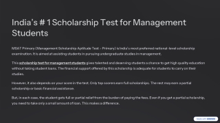 India’s # 1 Scholarship Test for Management Students