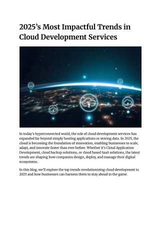 2025’s Most Impactful Trends in Cloud Development Services