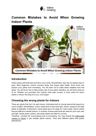 Common Mistakes to Avoid When Growing Indoor Plants