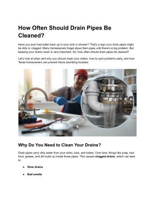 How Often Should Drain Pipes Be Cleaned