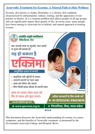 Ayurvedic Treatment for Eczema: A Natural Path to Skin Wellness