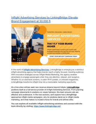 Inflight Advertising Services by LinkingBridge Elevate Brand Engagement at 30,000 ft