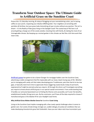 Transform Your Outdoor Space The Ultimate Guide to Artificial Grass on the Sunshine Coast