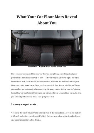 What Your Car Floor Mats Reveal About You