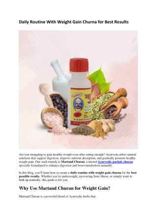 Daily Routine With Weight Gain Churna for Best Results