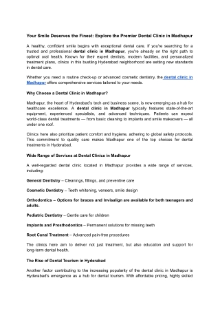 Your Smile Deserves the Finest_ Explore the Premier Dental Clinic in Madhapur