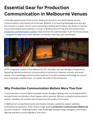 Essential Gear for Production Communication in Melbourne Venues