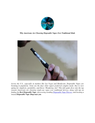 Why Americans Are Choosing Disposable Vapes Over Traditional Mods