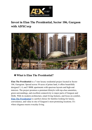 Elan The Presidential _ Luxury Residential Project in Gurgaon - Google Docs