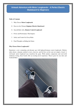Unleash Adventure with Motor Longboards – A Perfect Electric Skateboard for Begi