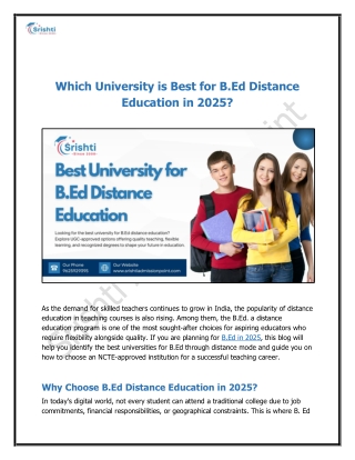 Which University is Best for B.Ed Distance Education in 2025?