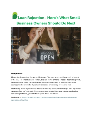 What Small Business Owners Should Do After a Loan Rejection