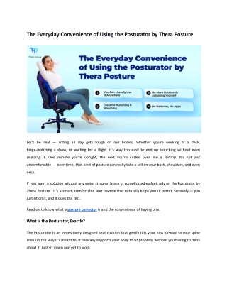 The Everyday Convenience of Using the Posturator by Thera Posture