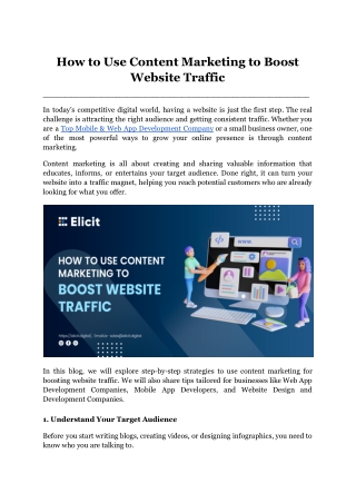 How to Use Content Marketing to Boost Website Traffic