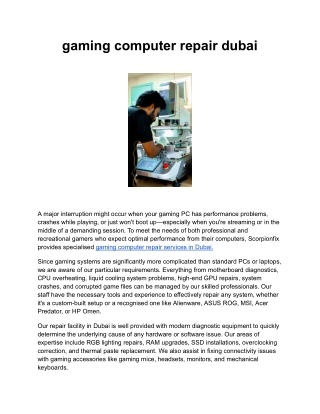 gaming computer repair dubai