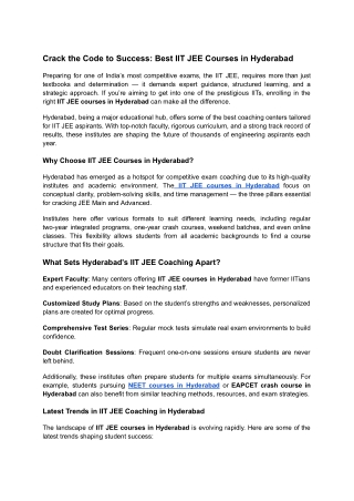 Crack the Code to Success_ Best IIT JEE Courses in Hyderabad