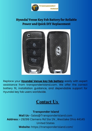 Hyundai Venue Key Fob Battery for Reliable Power and Quick DIY Replacement
