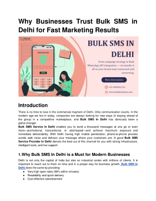Why Businesses Trust Bulk SMS in Delhi for Fast Marketing Results