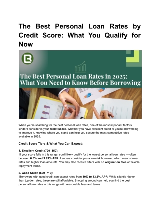 The Best Personal Loan Rates by Credit Score_ What You Qualify for Now