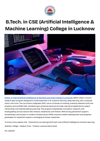B.Tech. in CSE (Artificial Intelligence & Machine Learning) College in Lucknow