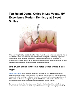 Top-Rated Dental Office in Las Vegas, NV Experience Modern Dentistry at Sweet Smiles